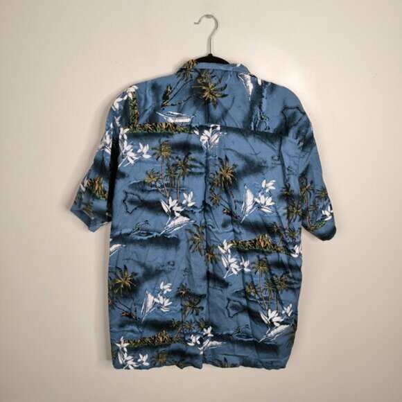 PalmWave Vintage Men's Hawaiian Palm Tree Waves Holiday Resort Aloha Shirt 2XL - Picture 4 of 9